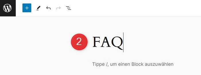 WordPress-FAQs anlegen: Titel eingeben