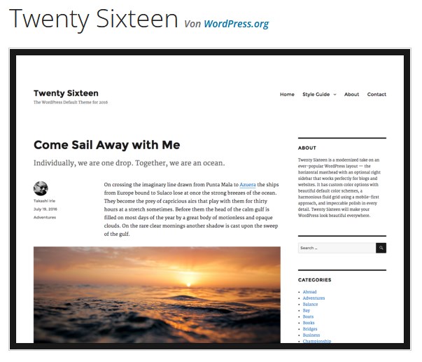 WordPress Theme Twenty Sixteen