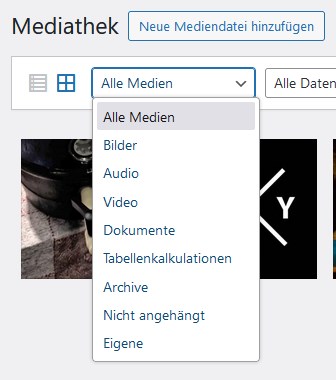 Dateitypen in der Mediathek